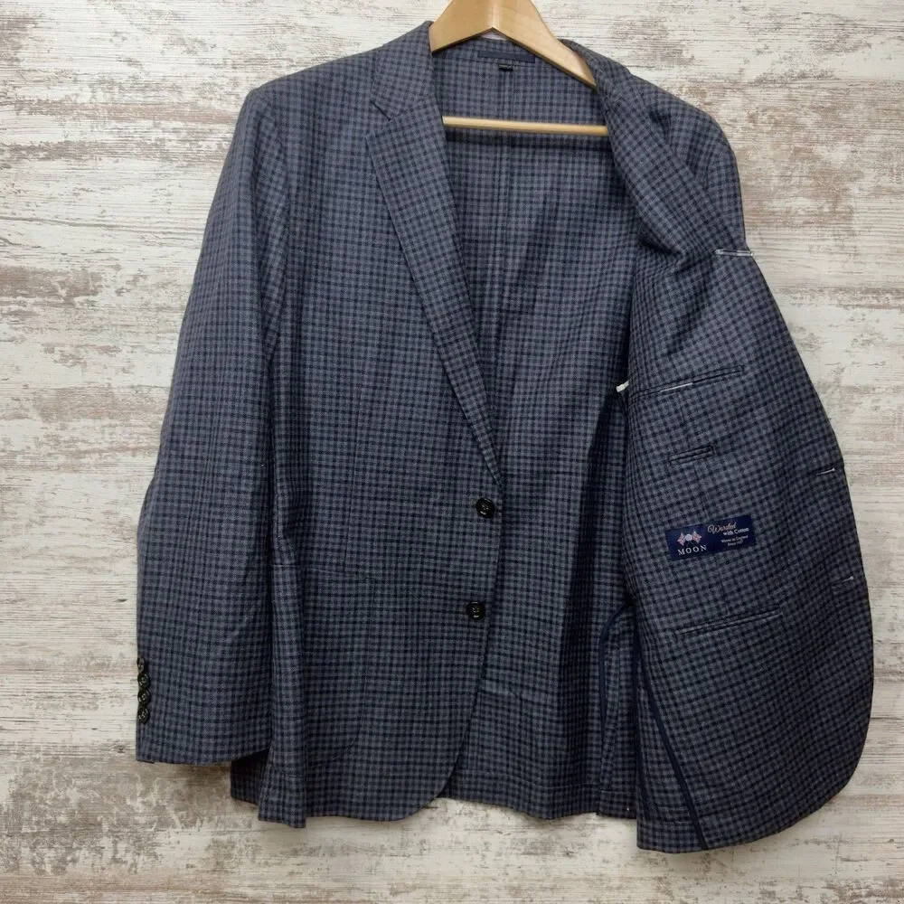 J.Crew Ludlow 46R Slim Blazer Abraham Moon Wool Cotton Unstructured Jacket Check